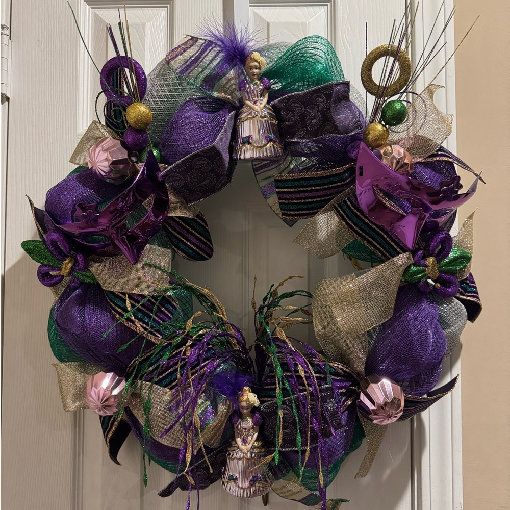Festive Purple and Green Holiday Wreath